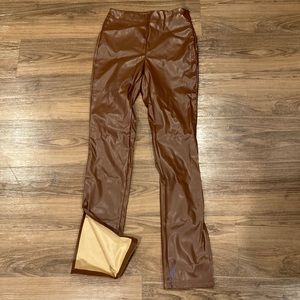 Pleather brown pants